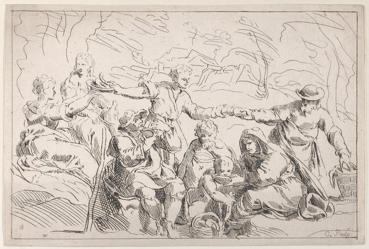 Een feest buiten etend, 18e eeuw door Anne-Claude-Philippe de Caylus