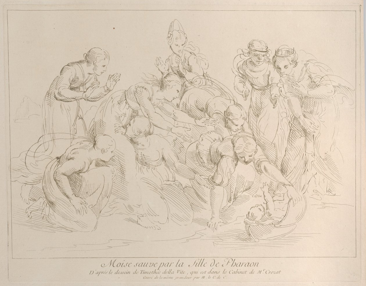 Mozes gered door de dochter van de farao, ca. 1729 door Anne Claude Philippe de Caylus