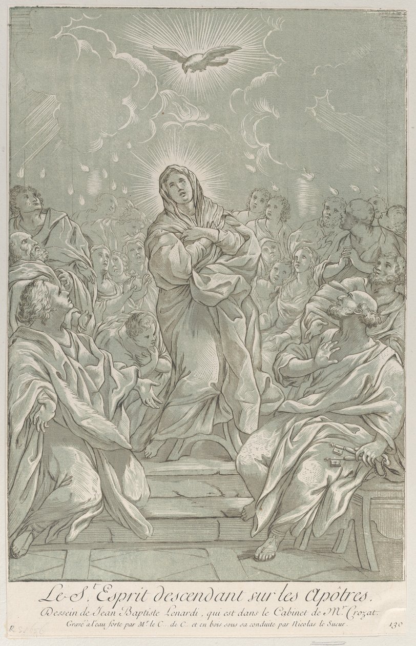 Pinksteren, met de Maagd in het midden, de Heilige Geest erboven, en Apostelen, ca. 1729 door Anne Claude Philippe de Caylus