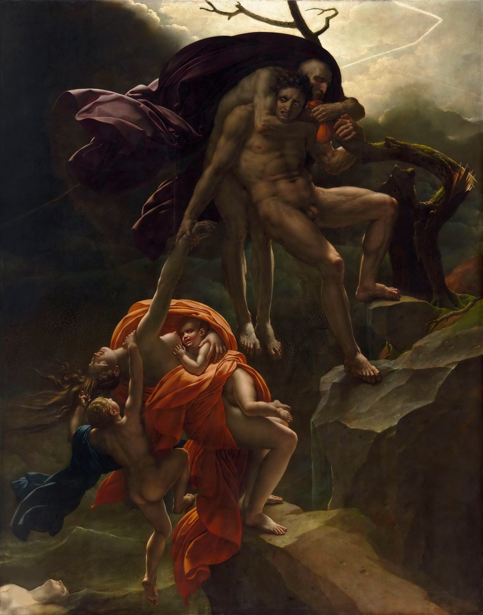 Een zondvloedscène Une scène de déluge, ca. 1806 door Anne Louis Girodet de Roucy Trioson