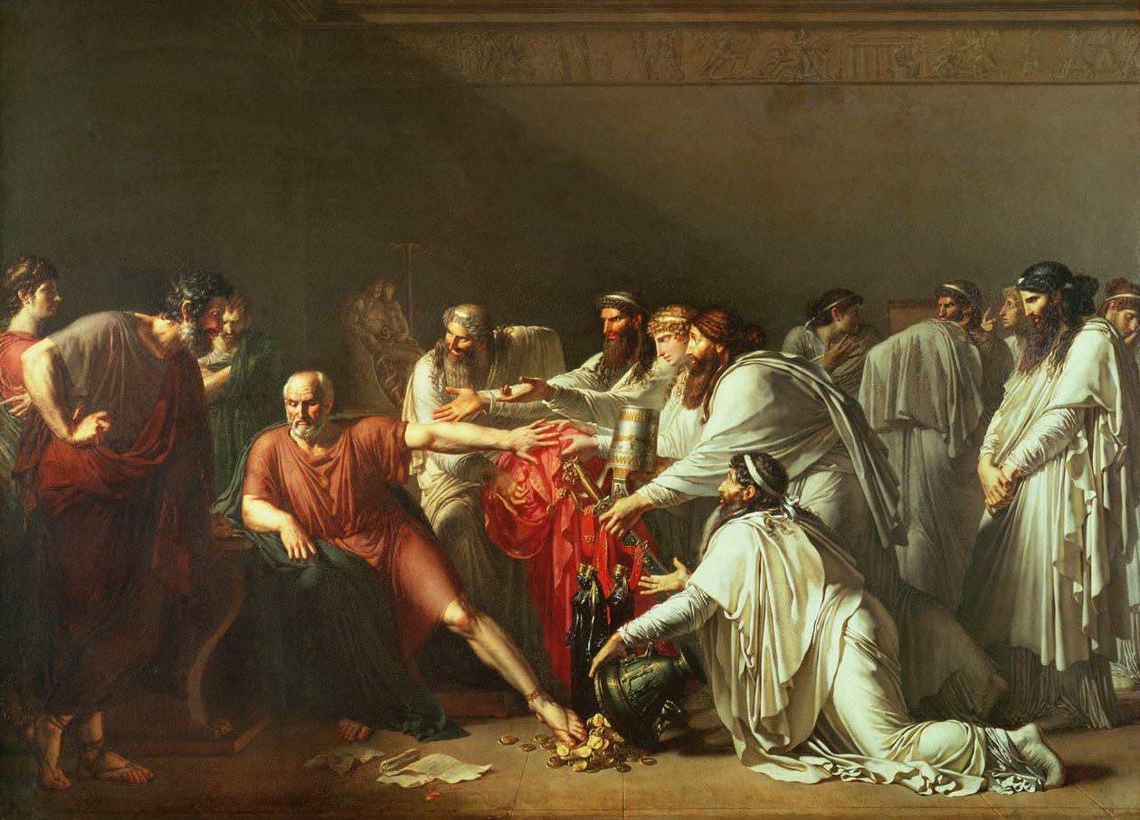 Hippocrates (ca. 460-ca. 377 v.Chr.) Weigert de Geschenken van Artaxerxes I (overleden 425 v.Chr.) 1792 door Anne Louis Girodet de Roucy Trioson
