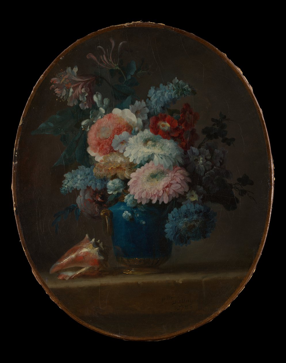 Vaas met bloemen en schelp, 1780 door Anne Vallayer Coster