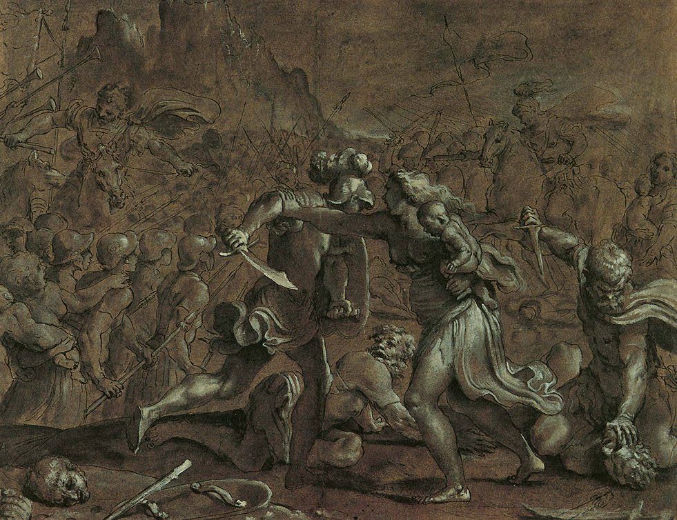Slag van de Romeinen en Sabijnen door Annibale Carracci