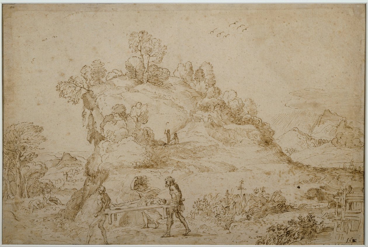 Landschap en figuren door Annibale Carracci