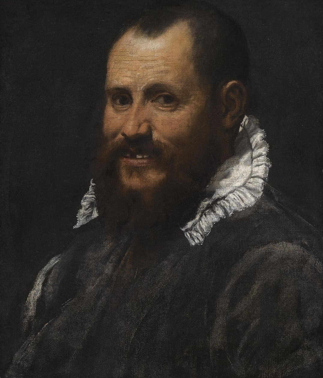 Portret van een man, buste lengte, in een witte kraag door Annibale Carracci