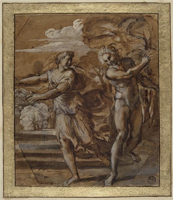 Studie voor Lupercalia Palazzo Magnani Fresco