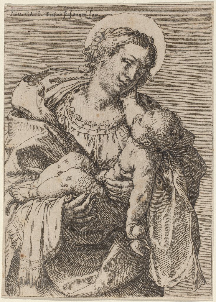 De Madonna en Kind met een appel door Annibale Carracci