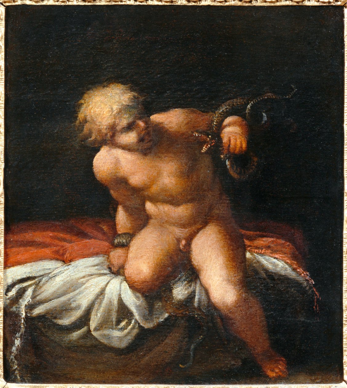 Hercule enfant etouffant les serpents - Hercules als kind wurgt de slangen ... door Annibale Carracci