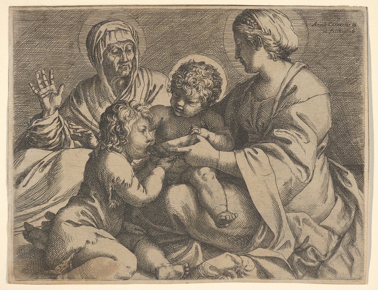 Madonna en kind met heiligen Elizabeth en Johannes de Doper door Annibale Carracci