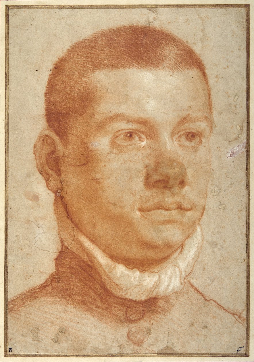 Portretkop van een jonge man (rode krijt) door Annibale Carracci