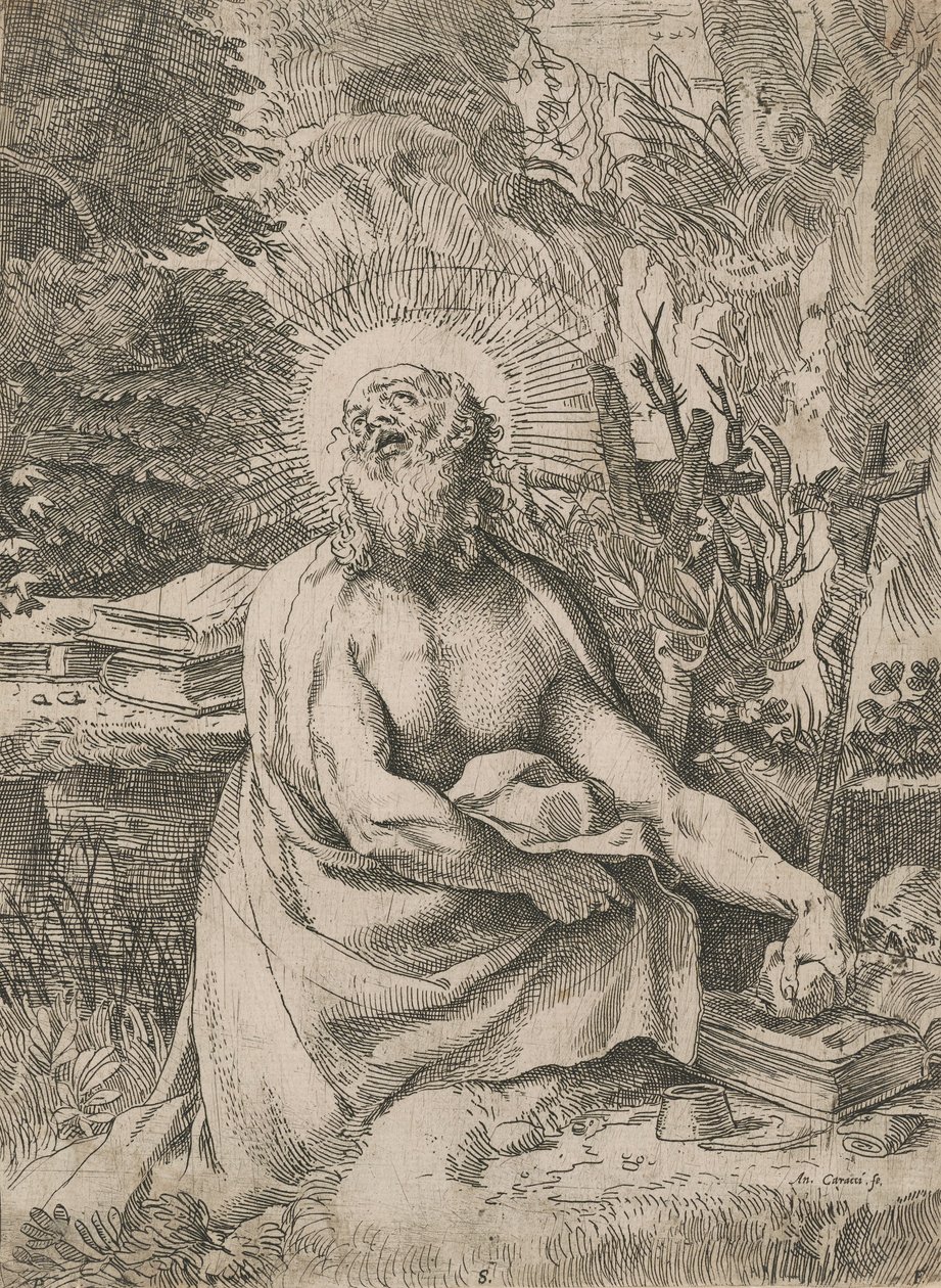 Sint Hiëronymus in de Wildernis door Annibale Carracci