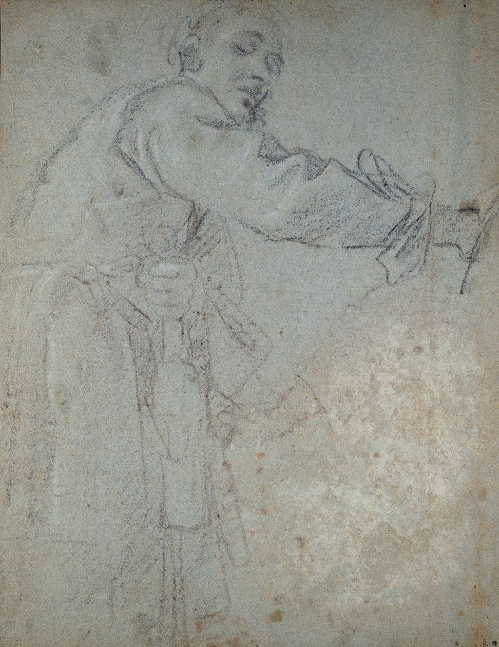 Studie van een gedrapeerde mannelijke figuur, 1580-1609 door Annibale Carracci