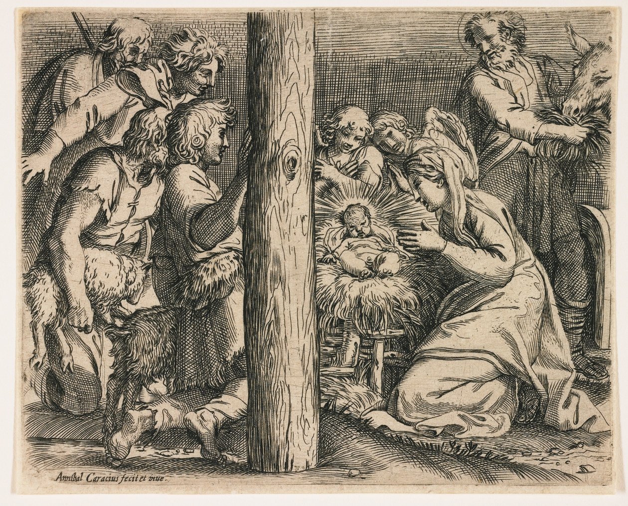 De aanbidding der herders door Annibale Carracci