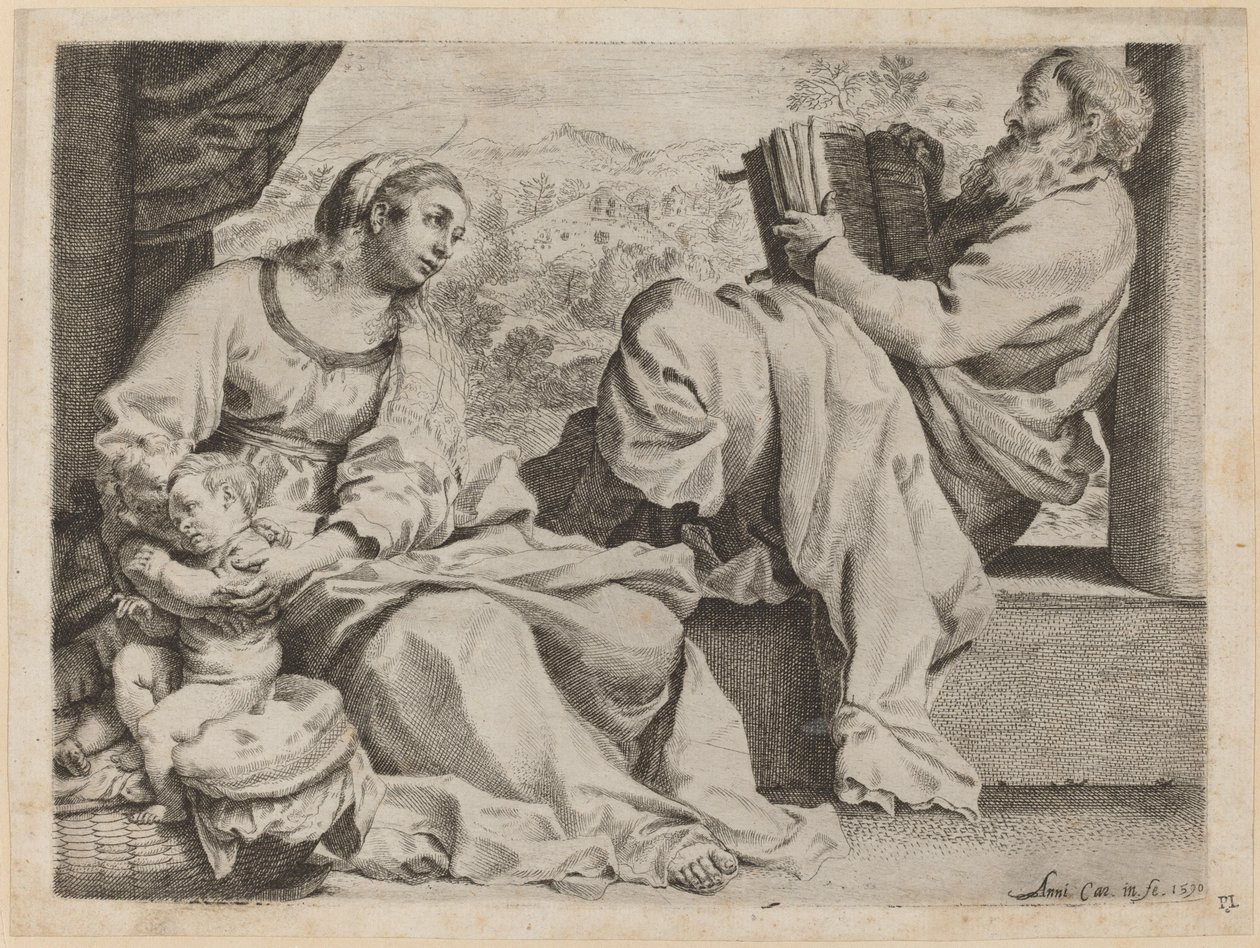 De Heilige Familie met Johannes de Doper door Annibale Carracci