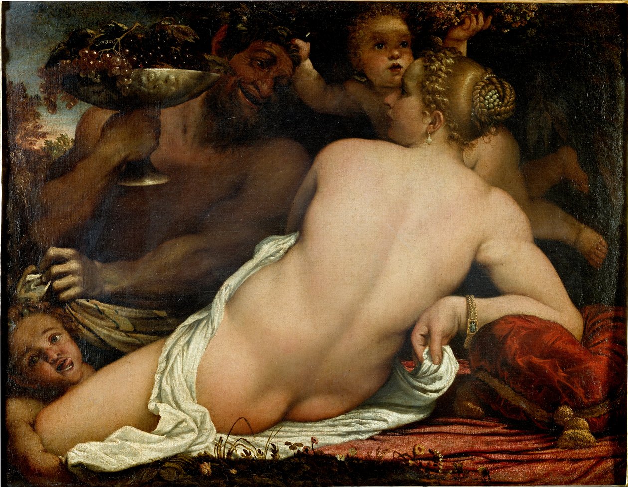 De bacchante, Venus, satyr en twee cupido