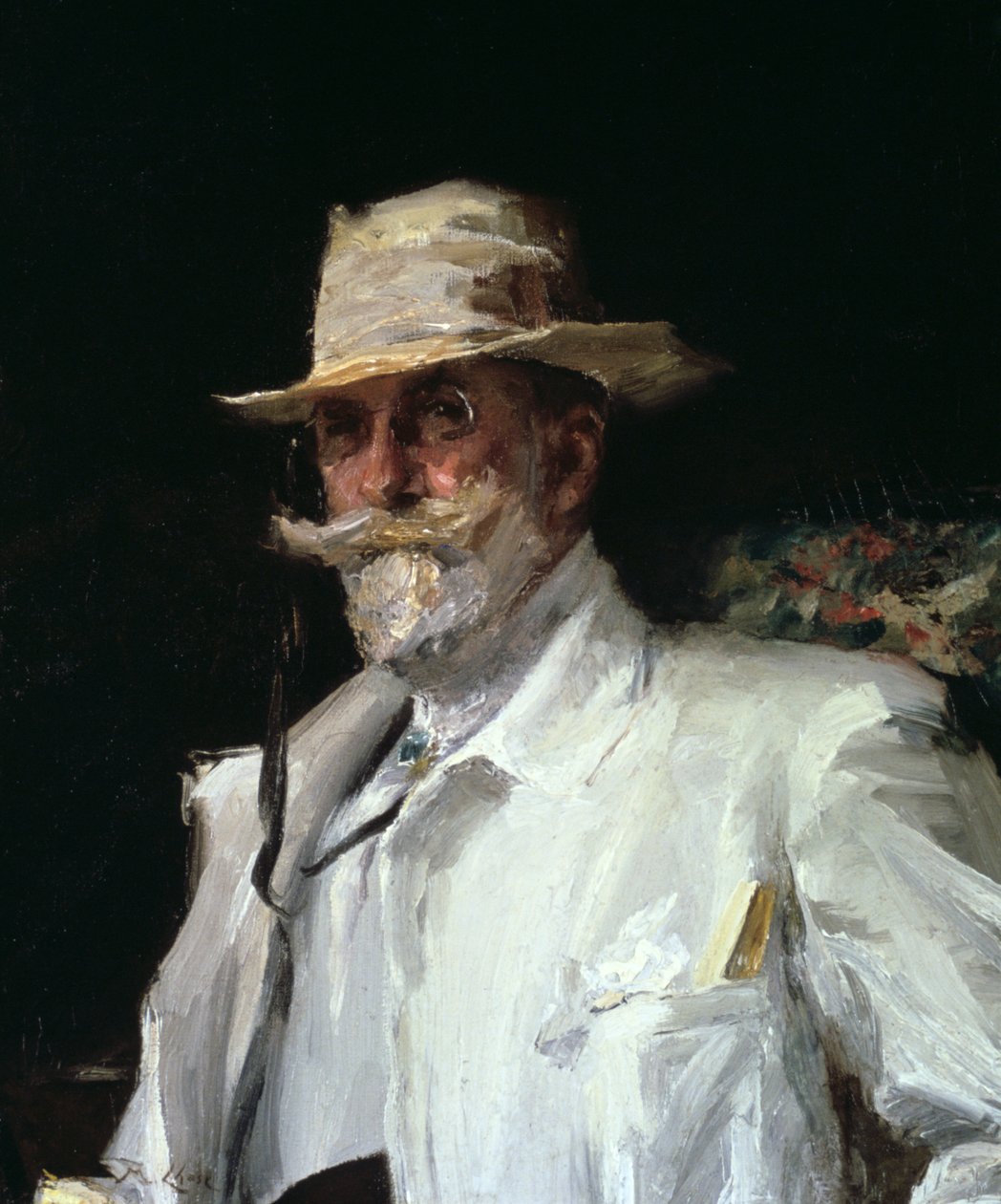 Portret van William Merritt Chase, Amerikaanse impressionistische schilder, ca. 1910 door Annie Traquair Lang