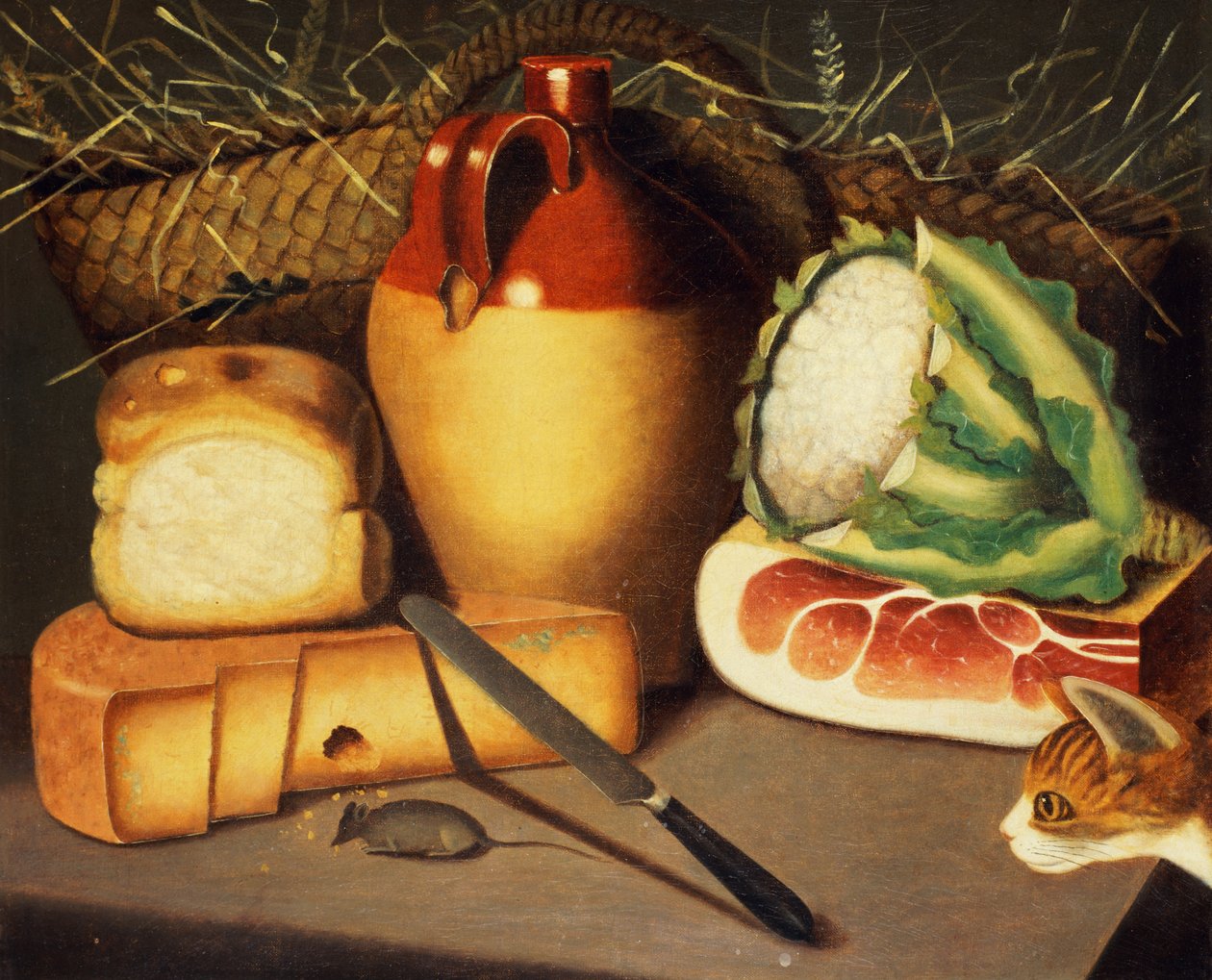 Kat, Muis, Spek en Kaas, c.1820 door Unbekannt Unbekannt