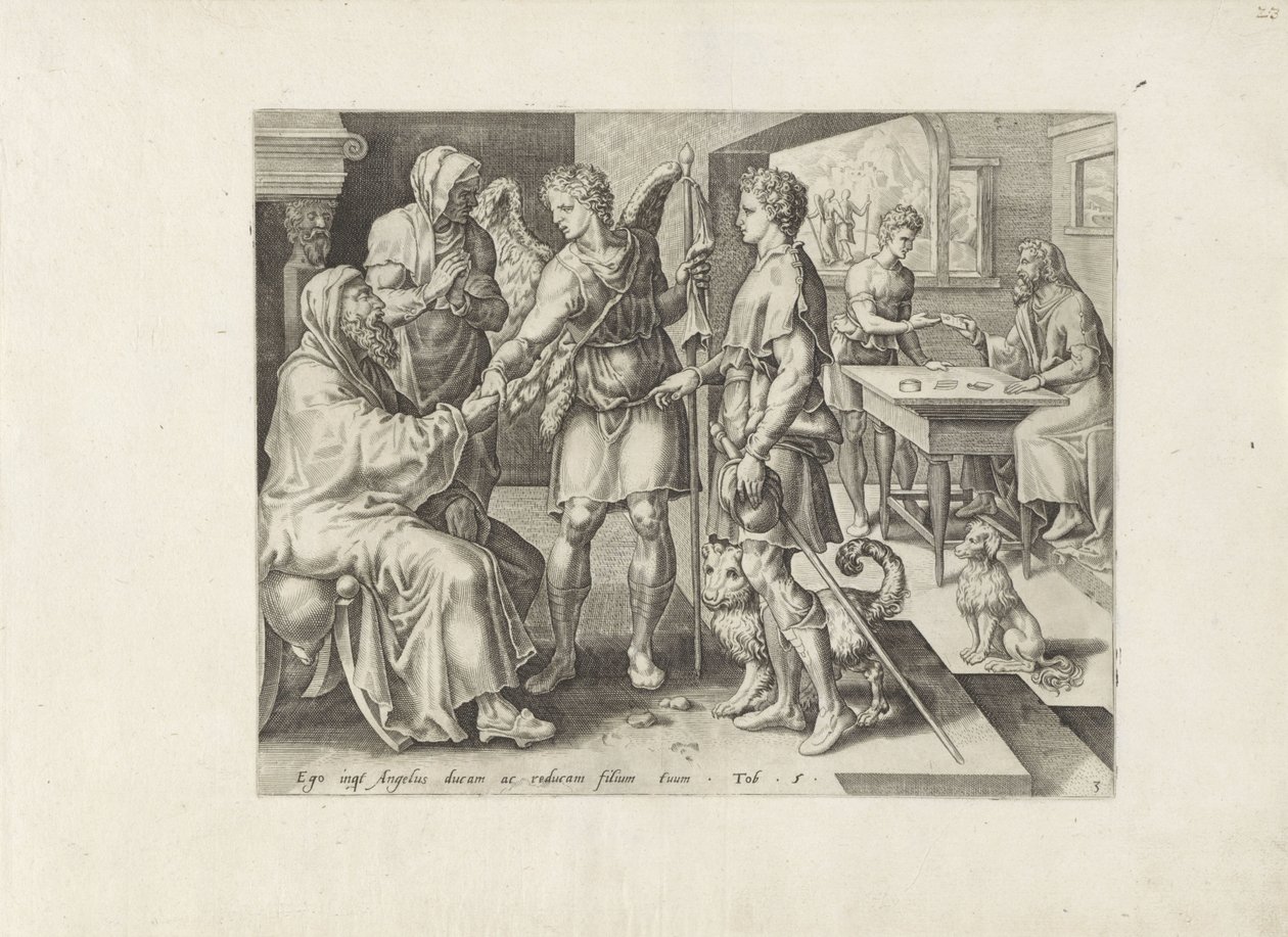 Afscheid van Tobit en Anna door Anonymous