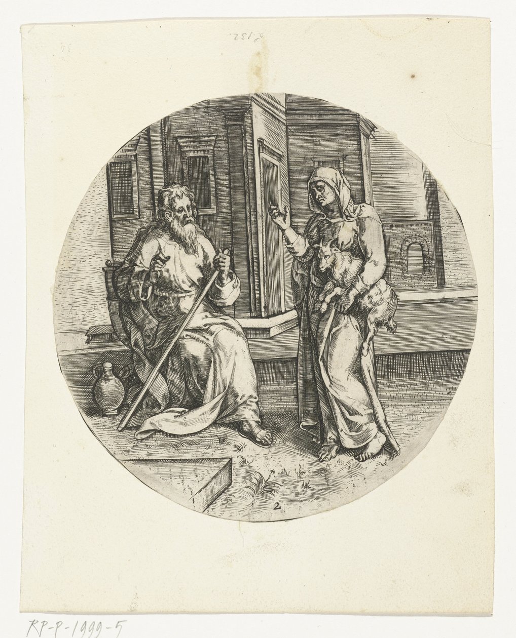 Anna brengt de blinde Tobit een bokje Verhaal van Tobias (serie titel) door Anonymous