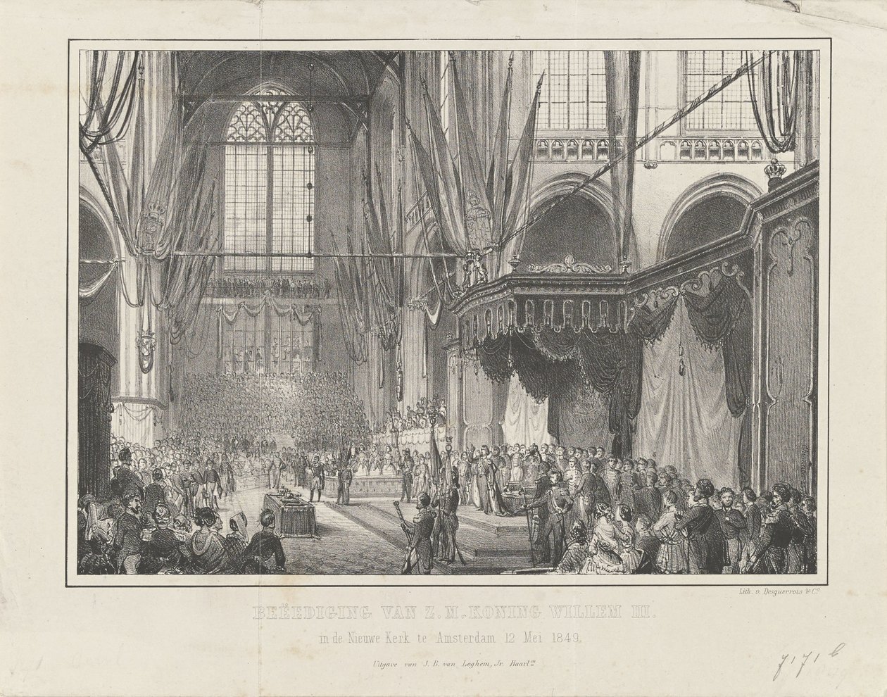 Beëdiging van Z.M. Koning Willem III. in de Nieuwe Kerk te Amsterdam 12 Mei 1849 door Anonymous