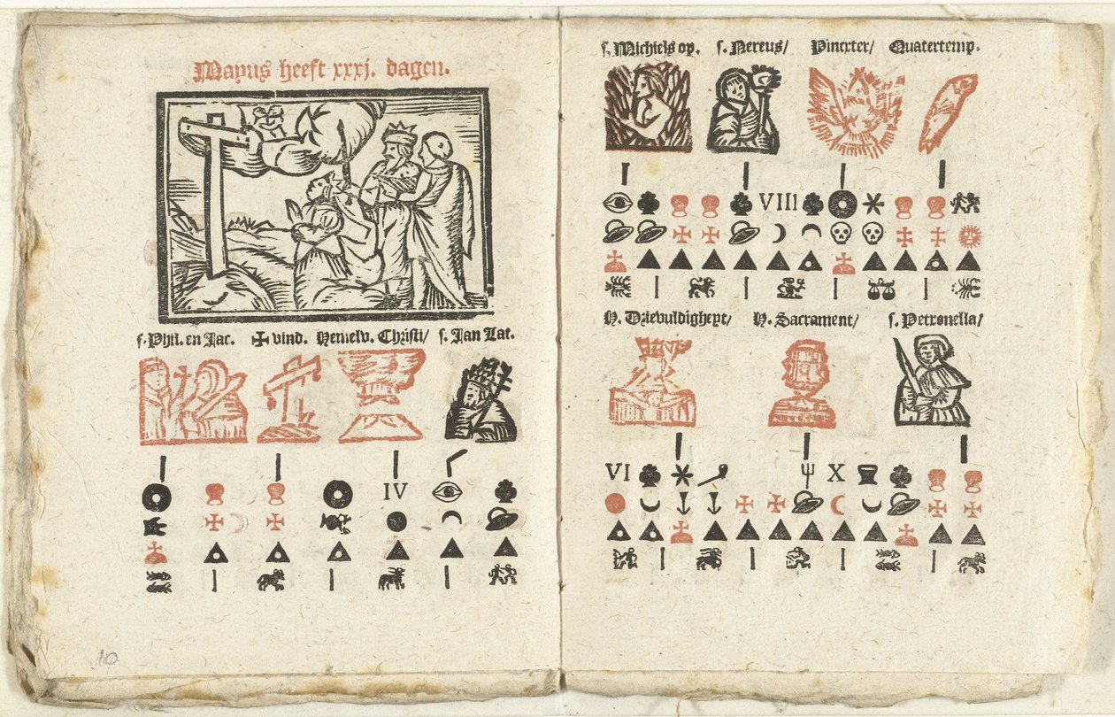 Bladzijden met de voorspelling voor de maand mei, 1712 door Anonymous