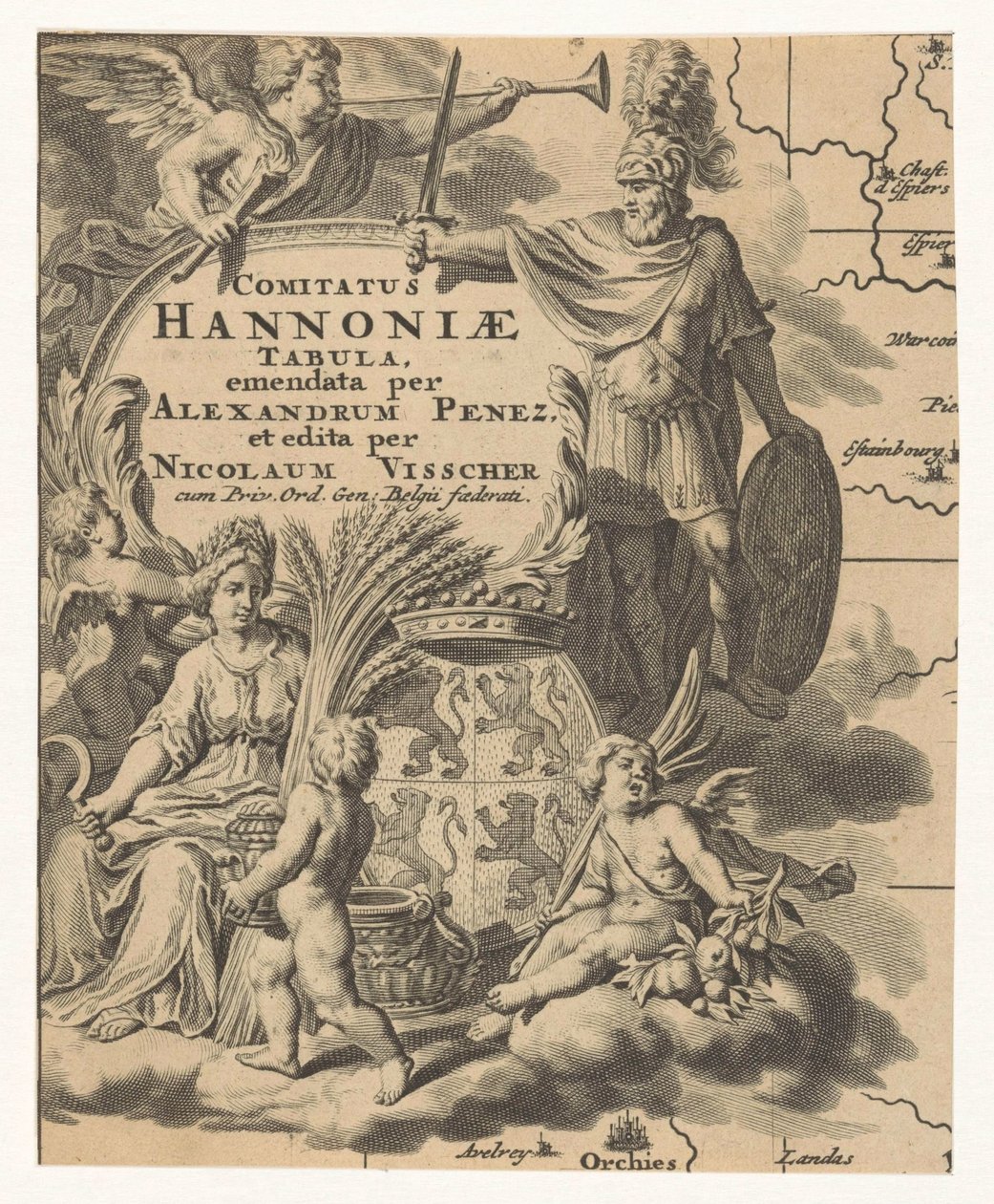 Ceres, putti en wapen Henegouwen door Anonymous