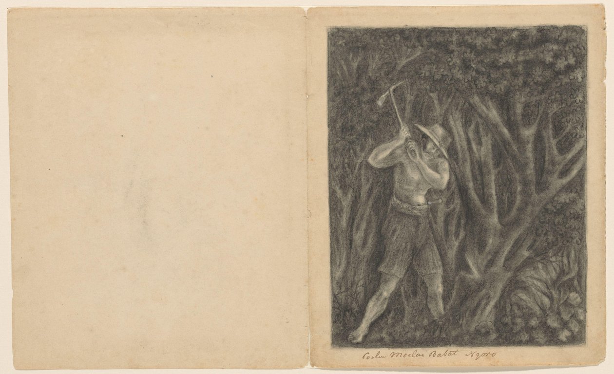 Coolen begin een bos te kappen te Ngoro, ca. 1820-1850 door Anonymous