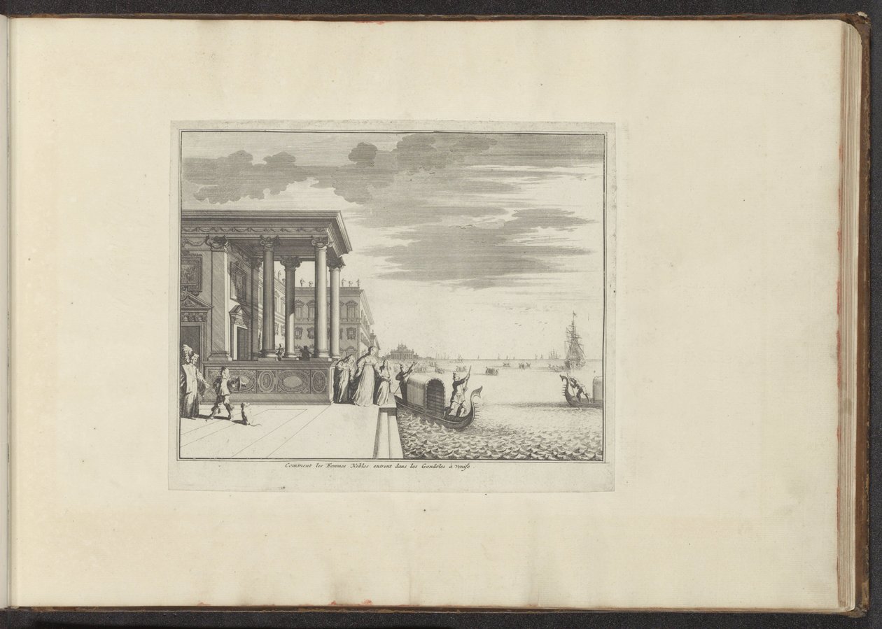 Dames van adel wachten op een gondel in Venetië door Anonymous