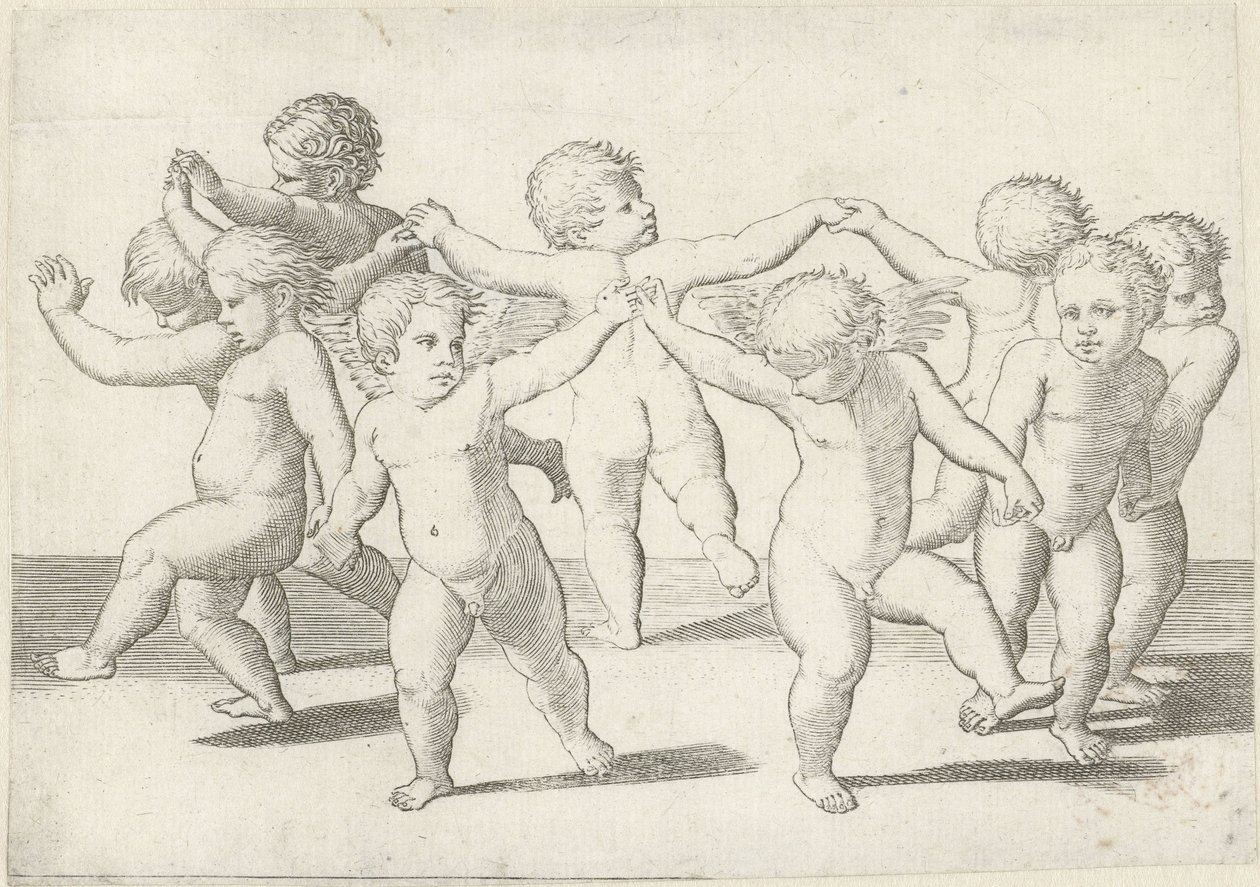 Dansende putti door Anonymous