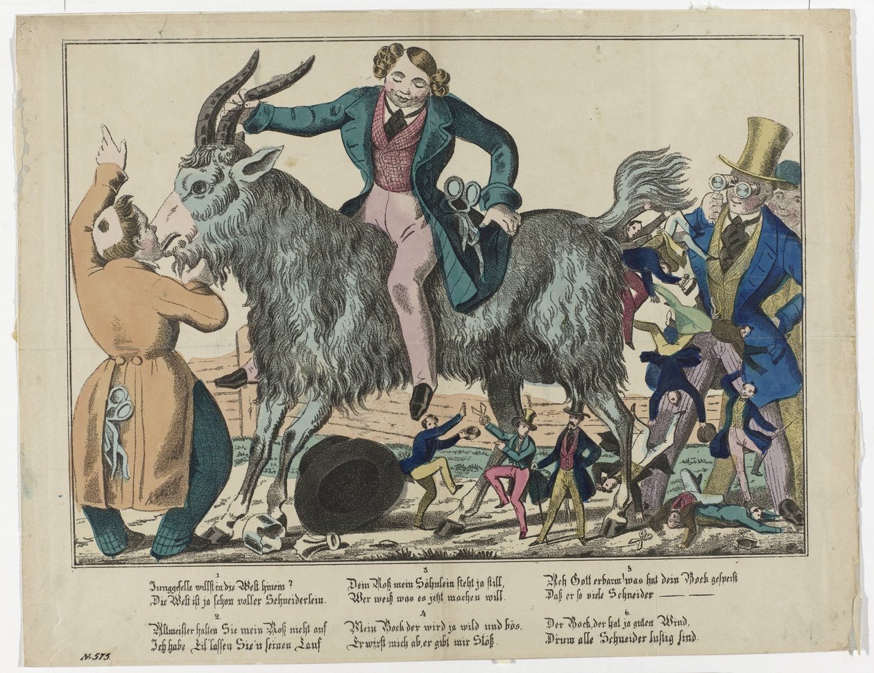 De kleermaker en de bok, 1830-1840, No. 575 door Anonymous