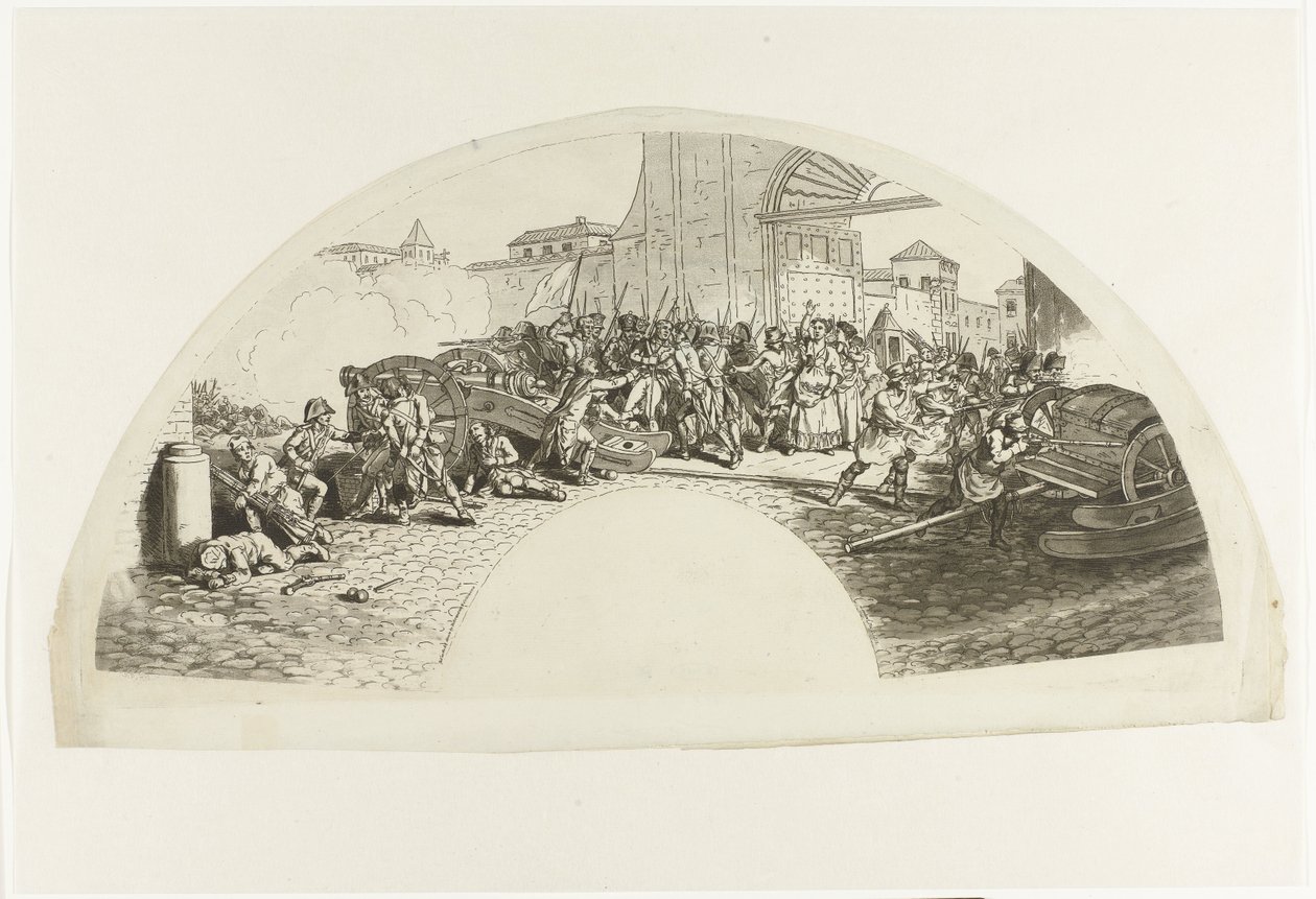 Dood van de Spaanse patriotten Luis Daoiz en Pedro Velarde y Santillán bij de verdediging van Madrid tegen de Franse troepen in het Parque de Artilleria op 2 mei 1808 door Anonymous
