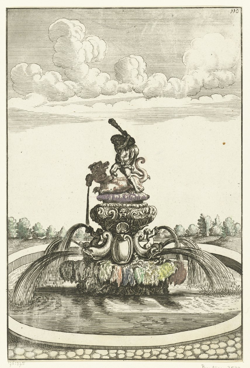 Fontein met Hercules en Ladon door Anonymous