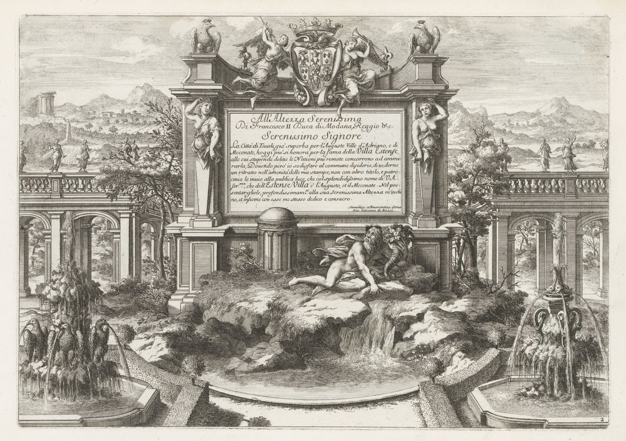 Fontein met opdracht aan en wapen van Ercole II d