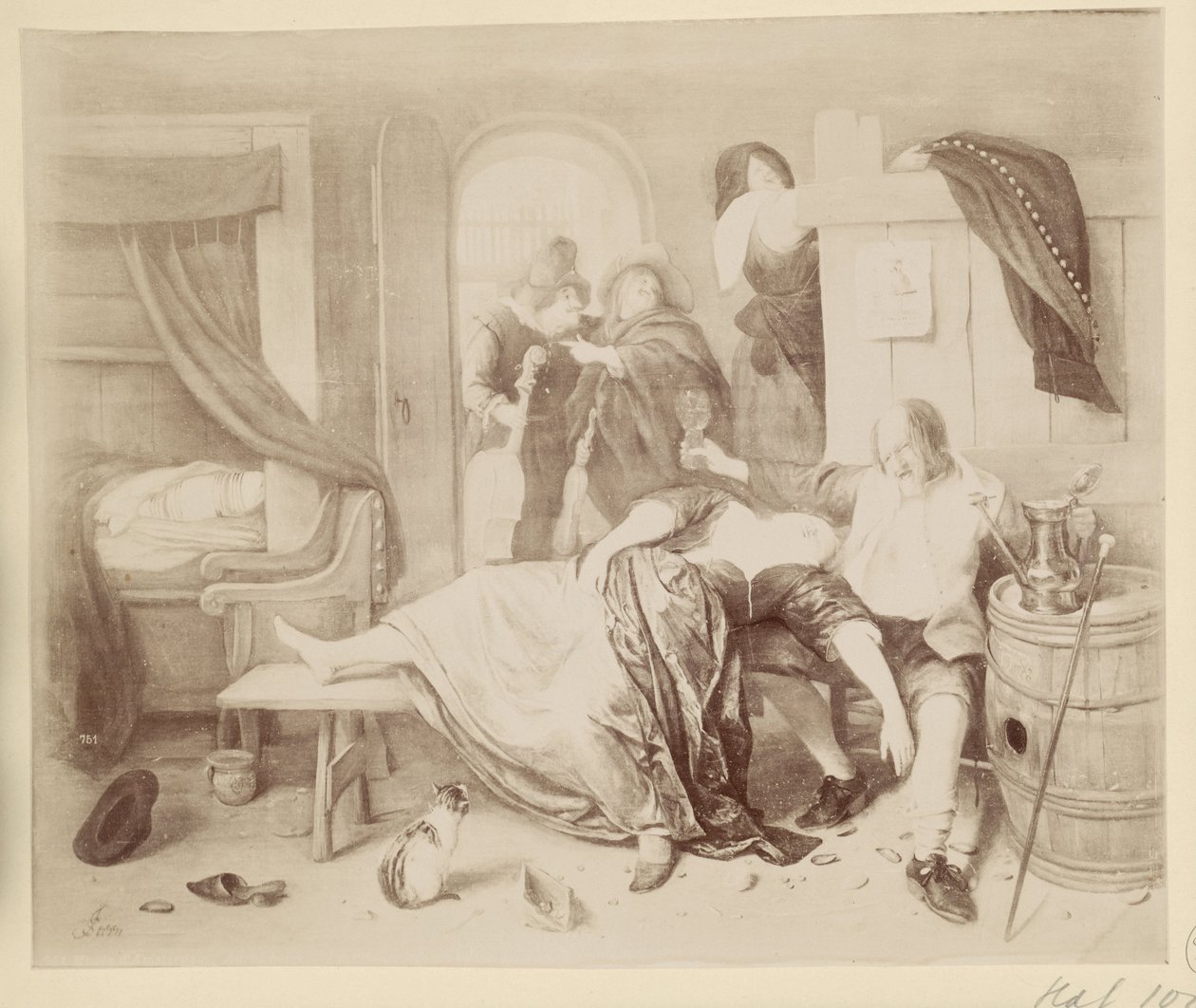 Fotoreproductie van het schilderij Het dronken paar door Jan Steen door Anonymous