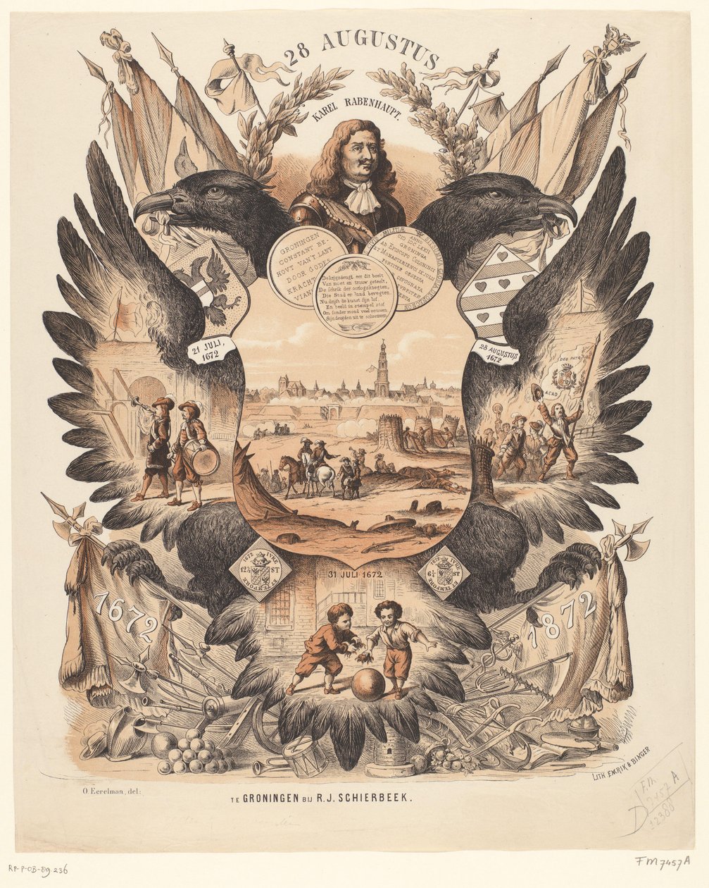 Gedenkplaat bij viering 200 jaar ontzet van Groningen 1672-1872 door Anonymous