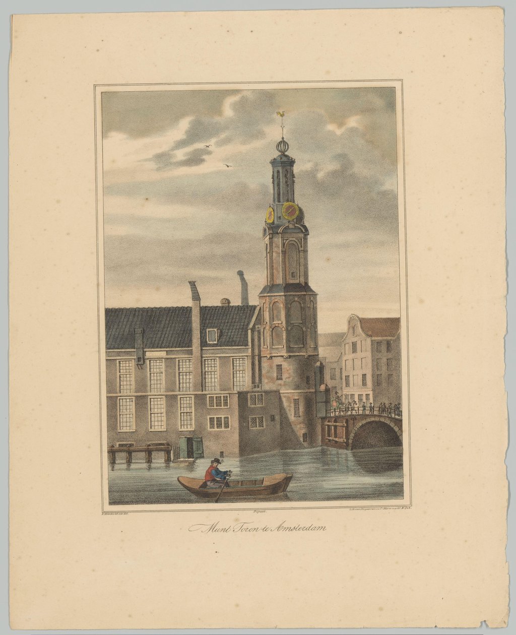 Gezicht op de Munttoren te Amsterdam door Anonymous