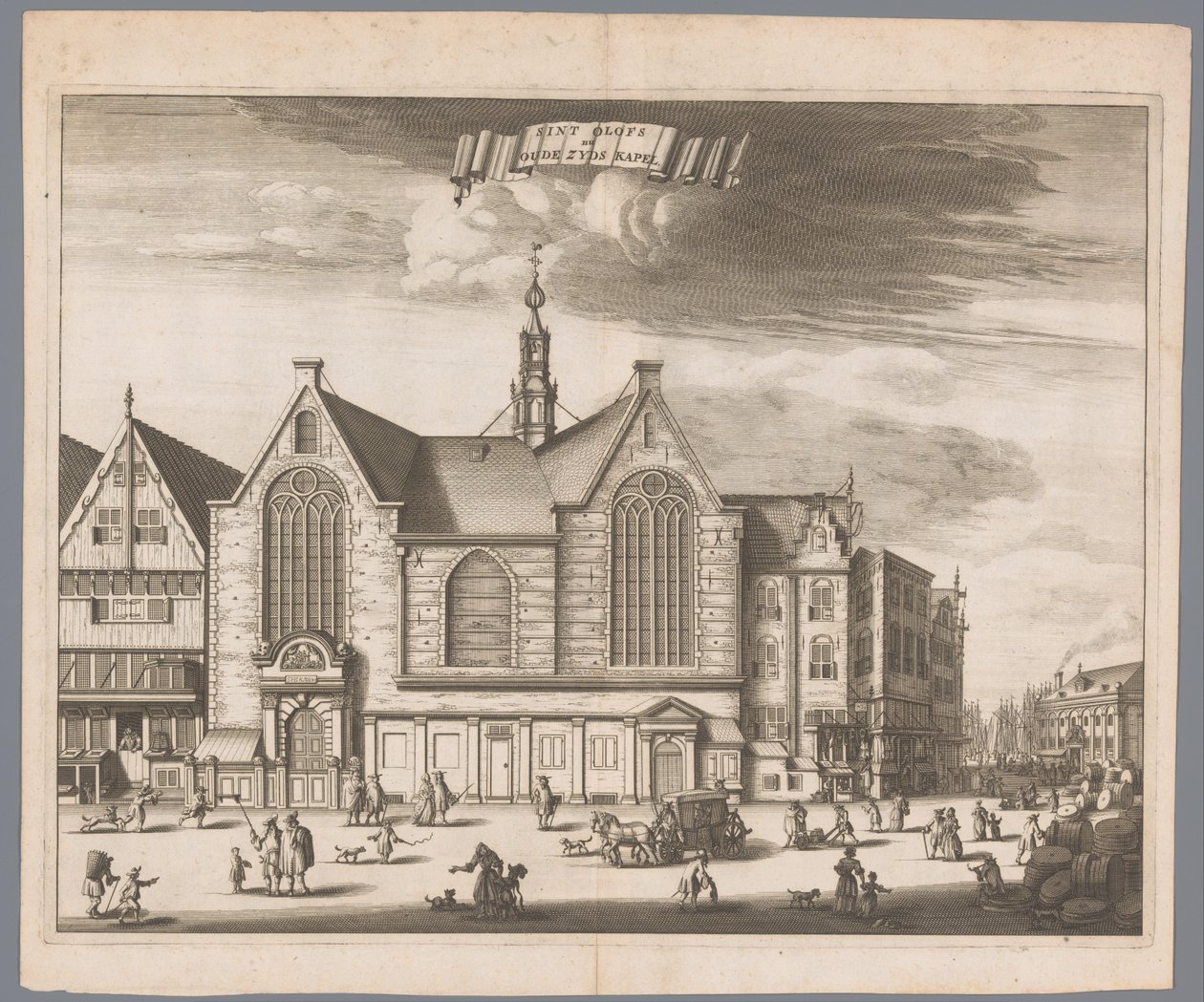Gezicht op de Sint-Olofskapel (Oudezijds Kapel) te Amsterdam door Anonymous