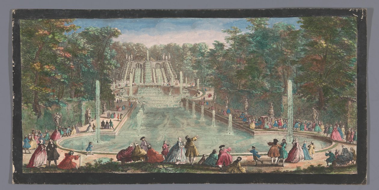 Gezicht op de cascades van de tuin van het Château de Saint-Cloud door Anonymous