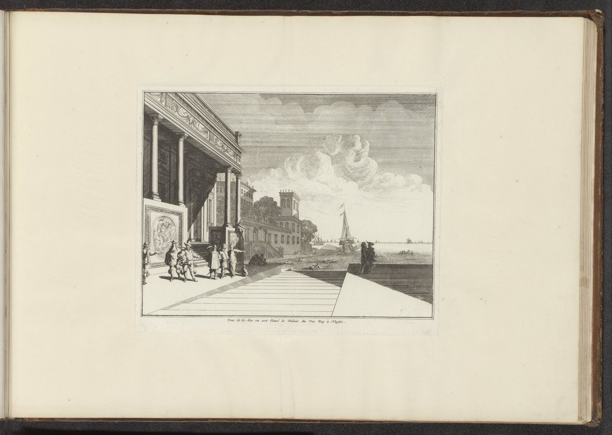 Gezicht op een paleis aan de kust in Napels door Anonymous