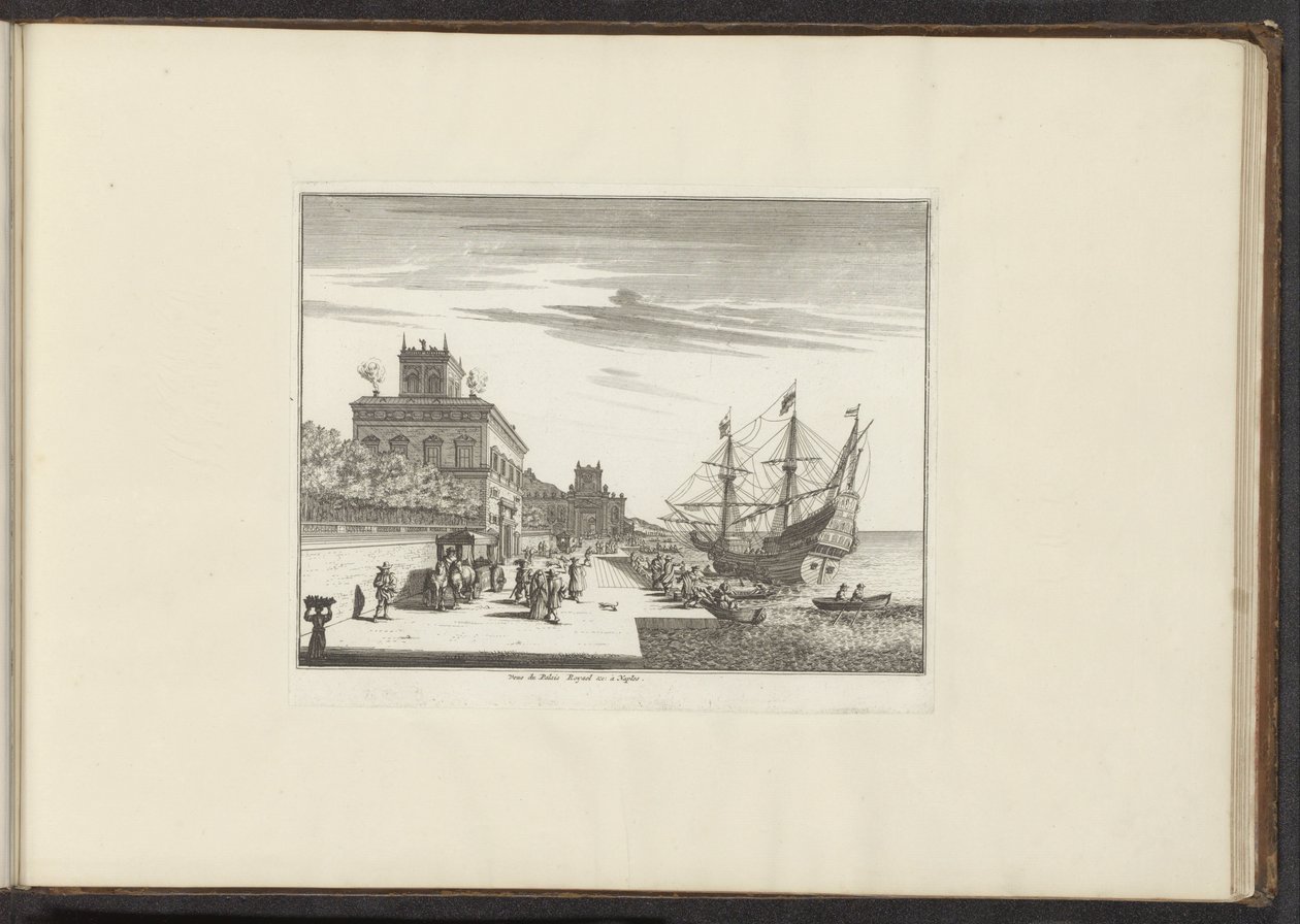 Gezicht op het Koninklijk Paleis aan de kust te Napels door Anonymous