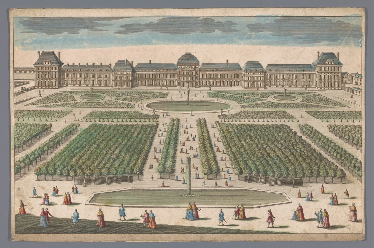 Gezicht op het Palais des Tuileries te Parijs gezien vanaf de Jardin des Tuileries door Anonymous