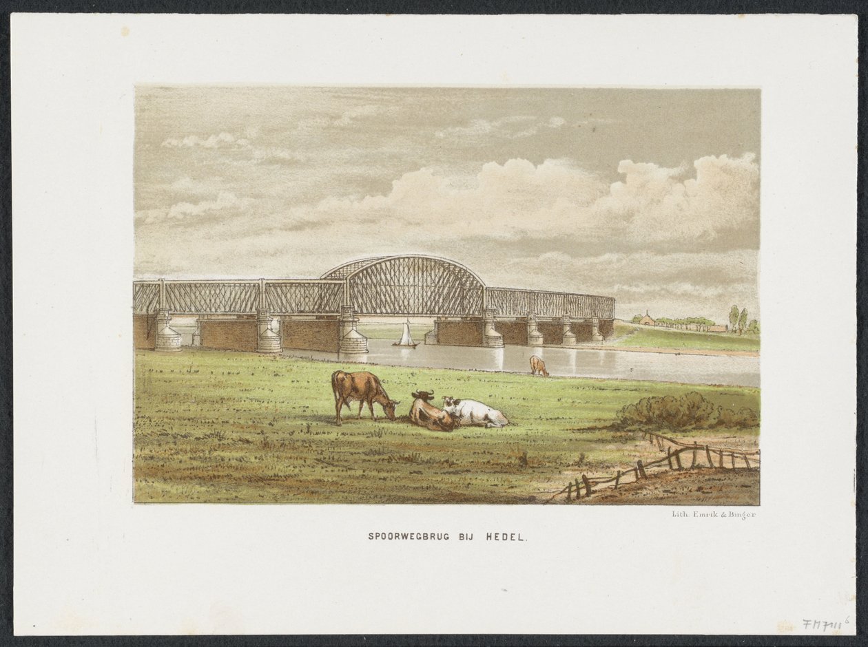 Hedelse spoorbrug over de Maas, 1870 door Anonymous