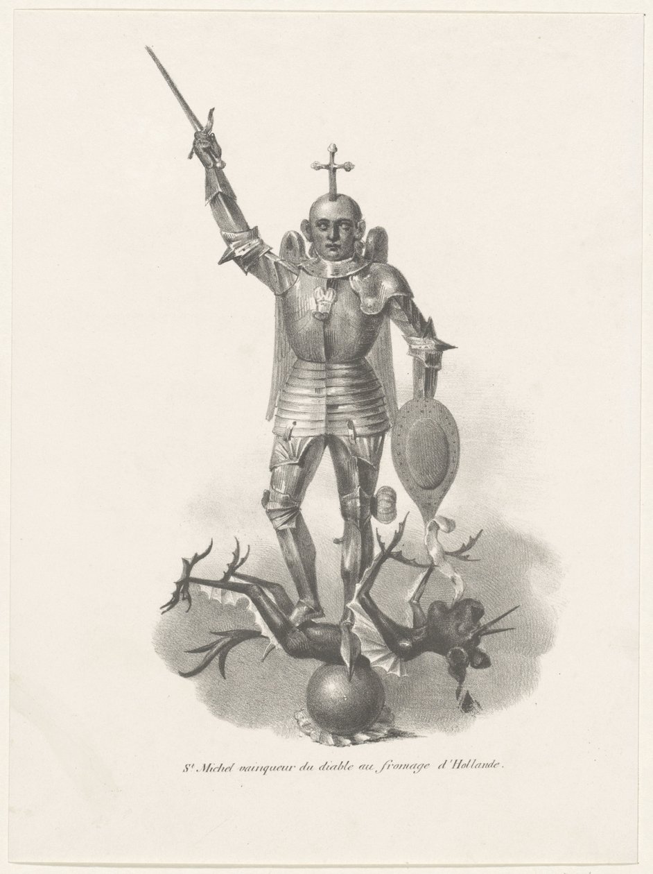 Heilige Michaël overwint de duivel met de Hollandse kaas, 1830 door Anonymous