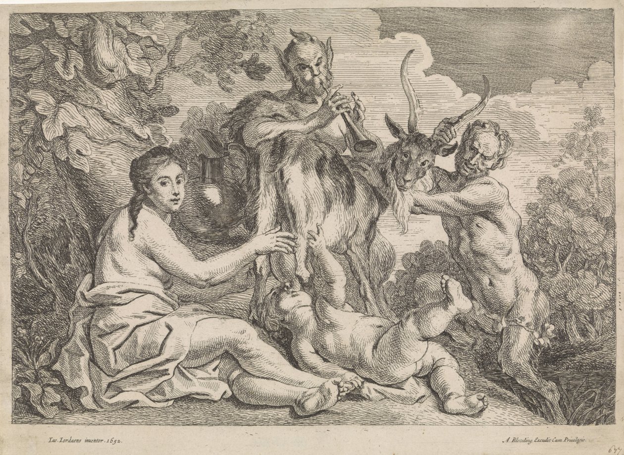 Het kind Jupiter wordt gevoed door de geit Amalthea door Anonymous