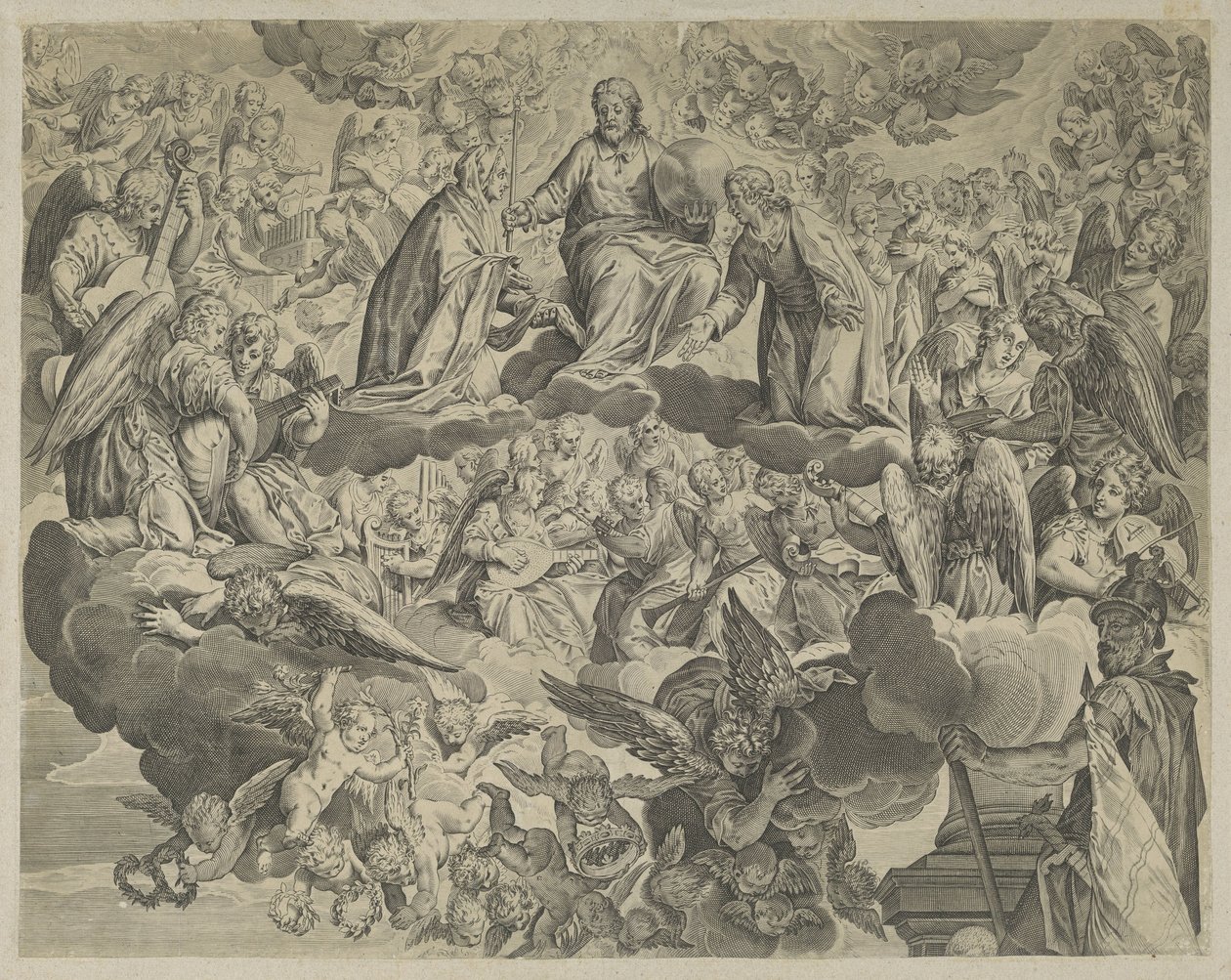 Het martelaarschap van de heilige Justina van Padua (bovenste helft) door Anonymous