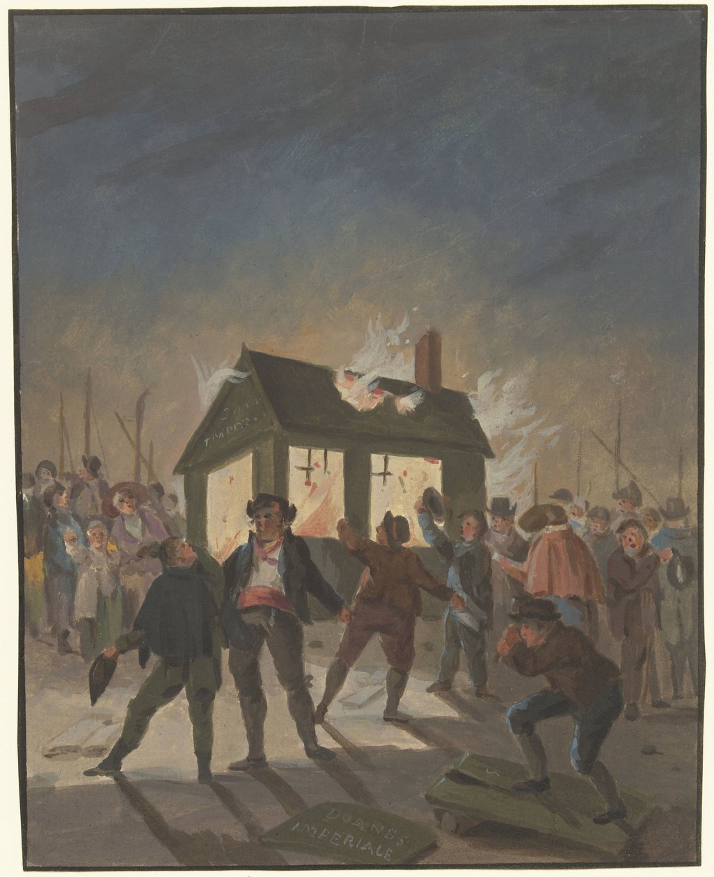 Het verbranden van de douanehuisjes in Amsterdam op 15 november 1813 door Anonymous