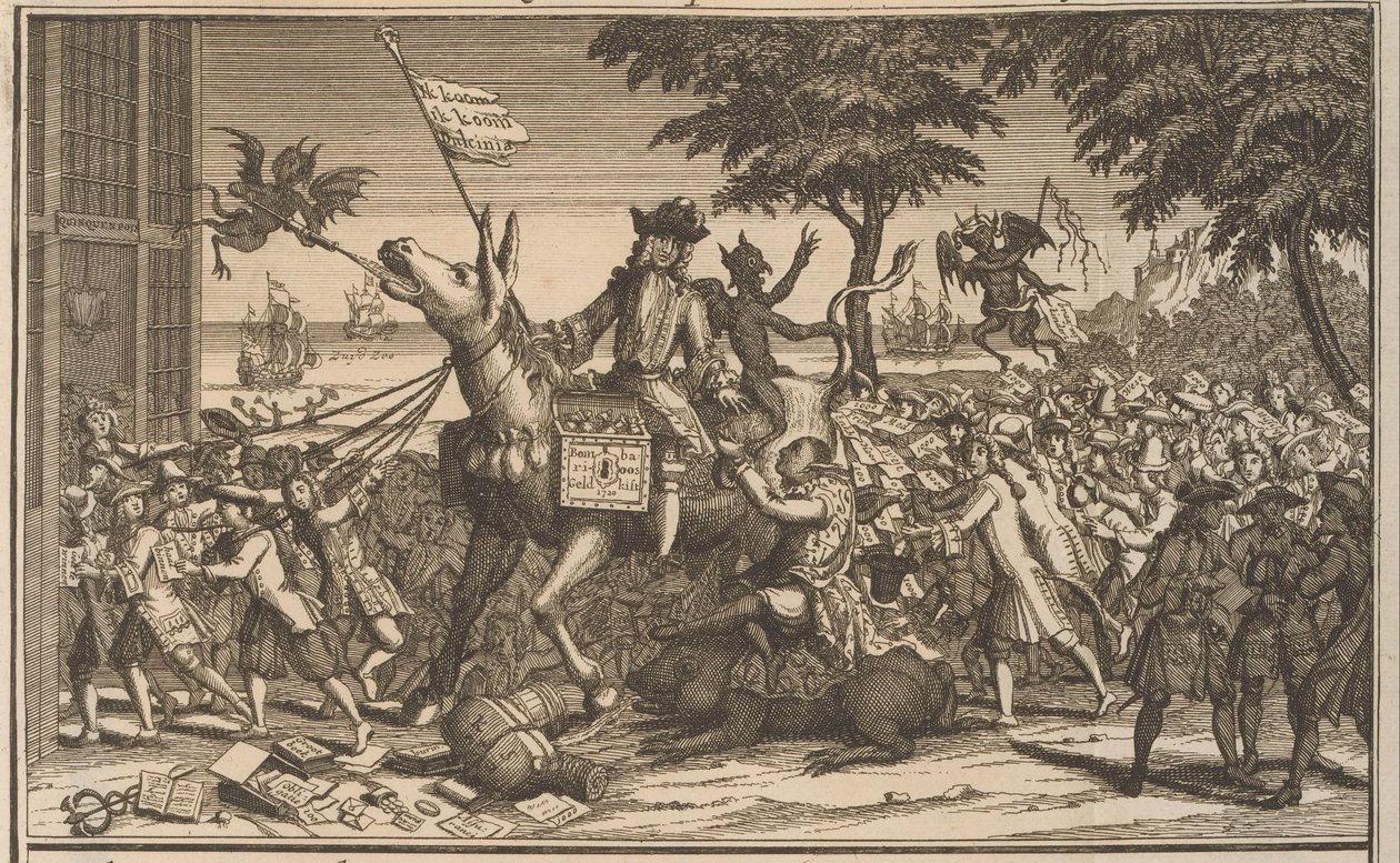 John Law op de ezel van Sancho Panza, 1720 door Anonymous