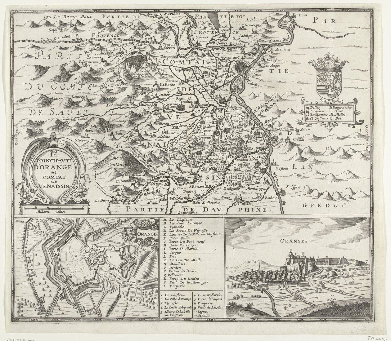 Kaart van het prinsdom Orange, 1639 door Anonymous
