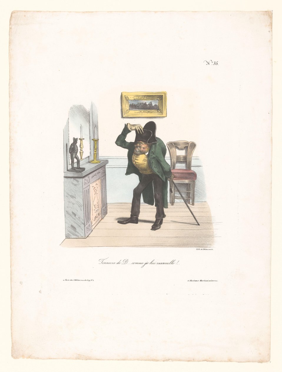 Karikatuur van een man die op Napoleon wil lijken door Anonymous