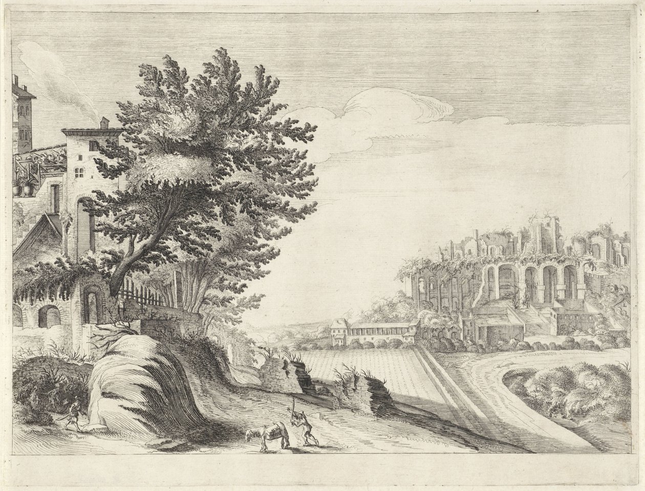 Landschap met een ruïne door Anonymous